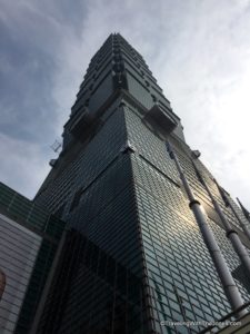 view of Taipei 101 as you come out of subway, Taipei, Taiwan