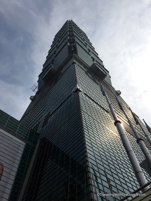 view of Taipei 101 as you come out of subway, Taipei, Taiwan