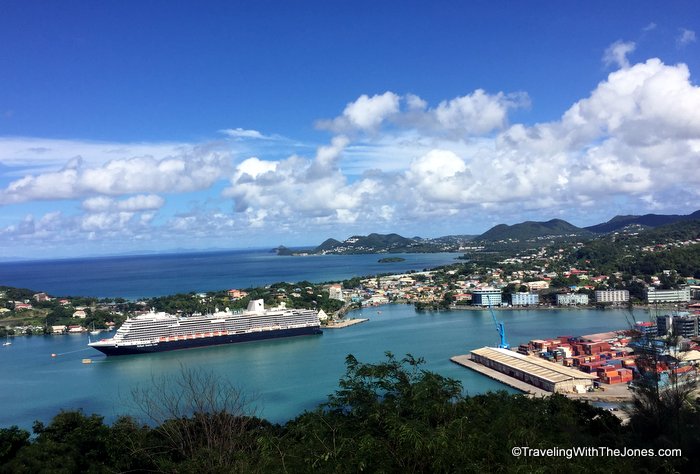 Holland America's ms Koningsdam cruise ship in the port of Castries, St. Lucia.