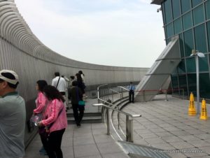 Taipei 101 outdoor observatory, 91st floor, accessible by stairs from the 89th floor.