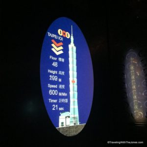Taipei 101 elevators take 37 seconds to reach the 89th-floor observatory; Taipei, Taiwan