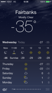 temperature in Fairbanks, Alaska