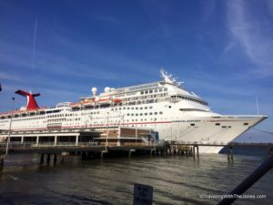 The Carnival Ecstasy cruise ship about to depart Charleston, South Carolina
