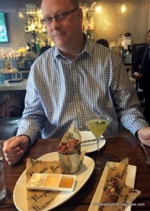 Hush puppies, ahi tuna bites, and a cocktail at Pawpaw, Charleston, South Carolina