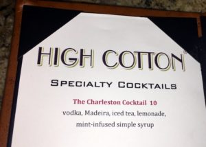 High Cotton bar, Charleston, South Carolina