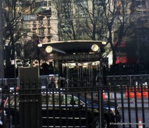 The Millenium Hilton hotel is across the street from St. Paul's Chapel cemetery in New York City near the World Trade Center