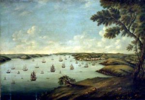 Milford Haven harbor in 1776. painting by George Attwood.