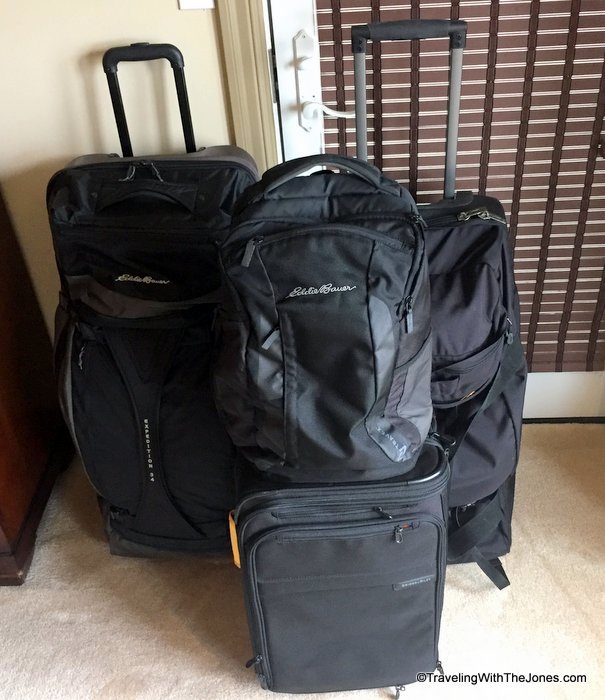 suitcases for 14-Day Celtic Kingdoms cruise on Holland America's Prinsendam