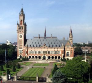 The Peace Palace in The Hague, Netherlands, which is the seat of the International Court of Justice.