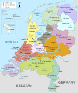 Map of The Netherlands (including the special municipalities of Saba, Saint Eustatius and Bonaire; the Caribbean Netherlands)-created by Alphathon.