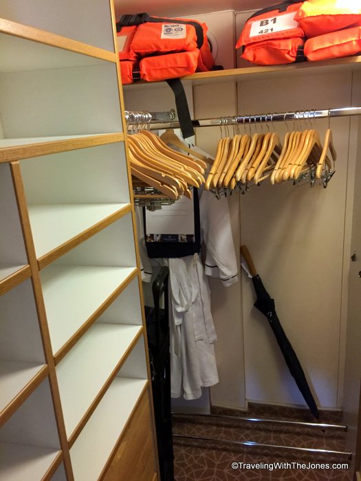 walk-in closet, stateroom 421, ms Prinsendam, Holland America Line