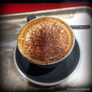 coffee at Cafe W, Waterstones bookshop, Liverpool, England