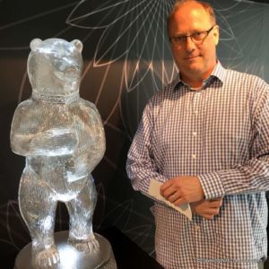 the bear in the retail shop, House of Waterford Crystal, Waterford, Ireland