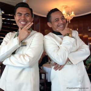 Dining stewards on Holland America's ms Prinsendam