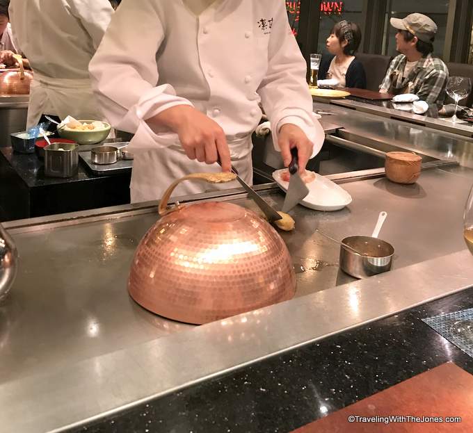 Teppanyaki chef at Rin-Tei in Osaka, Japan