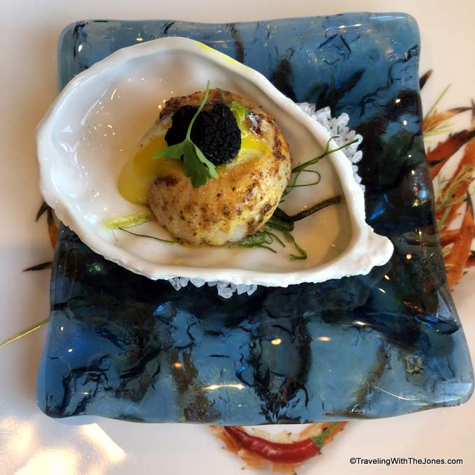 scallop amuse-bouche – Rudi’s Sel de Mer pop-up restaurant, Holland America