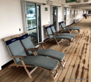 Lanai stateroom reserved chairs, ms Veendam, Holland America Line