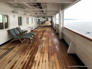 Wrap-around teak Promenade deck, ms Veendam, Holland America Line