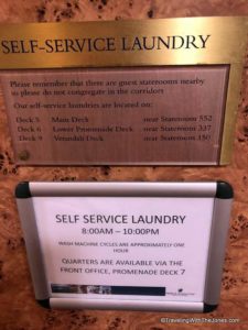 self-service laundry hours, ms Veendam, Holland America