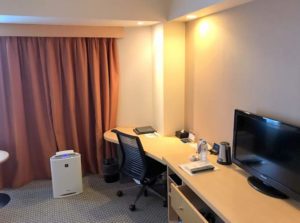 desk and TV, Room 1143, Hilton Narita Airport Hotel, Japan