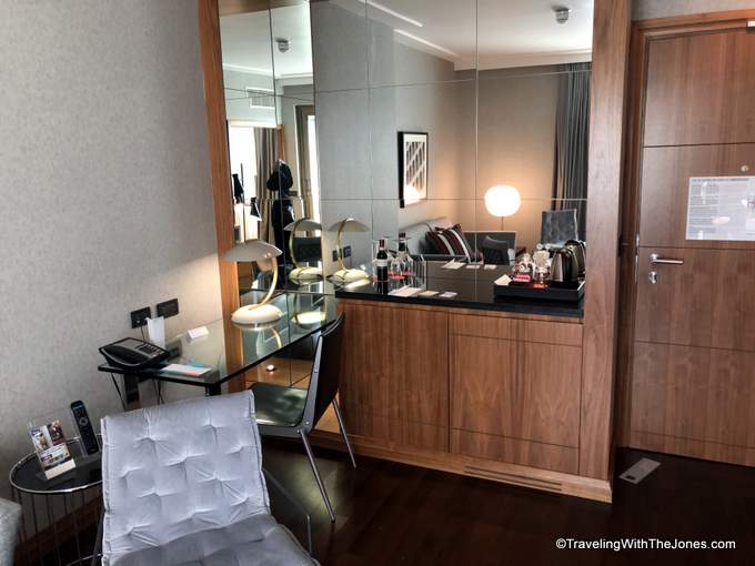 coffee/bar area in room  #706,  Le Meridien Visconti Rome Hotel