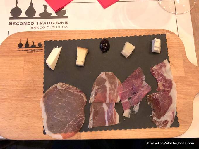 ham and cheese tasting on he Roman Food Tour