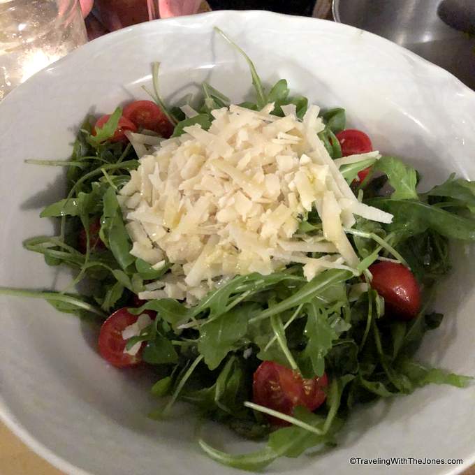 Rocket (arugula) salad with tomatoes and cheese at Il Sorpasso.