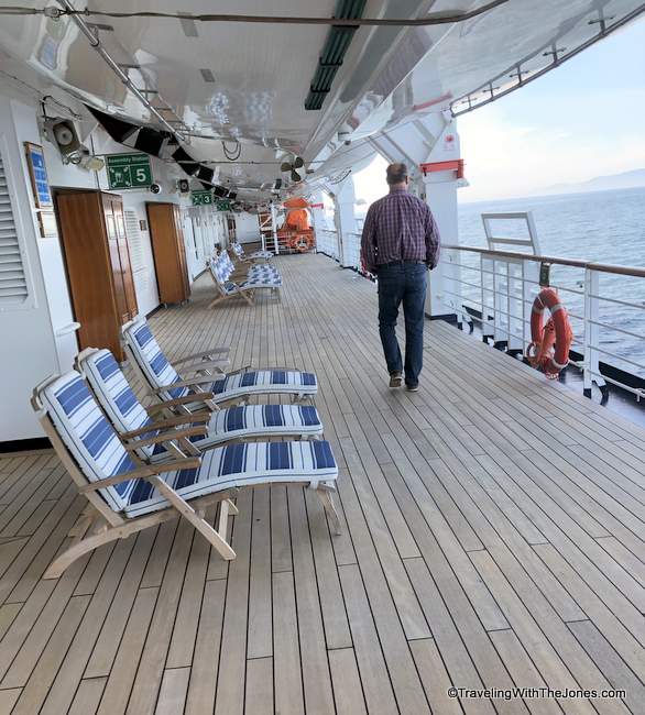 wrap-around teak wood walking deck - Holland America's Eurodam cruise ship