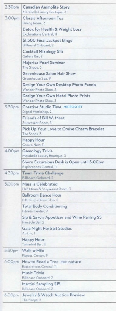 Day 6, page 3, Daily Programs for Eurodam cruise to Alaska